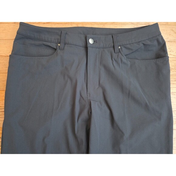 Lululemon Pants Mens Charcoal ABC Trousers Slim Fit 5 Pocket Sz 35 EUC - Picture 2 of 6